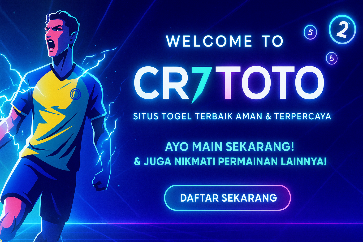 Banner CR7TOTO menampilkan antarmuka slot dan promo aktif